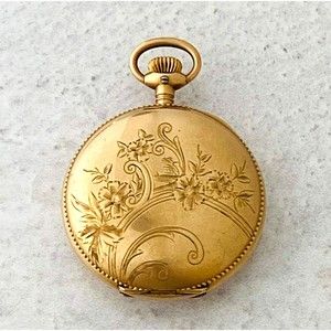 Antique Ladies Watch Tool Co Pocket Watch Engraved Gold Fill Hunter Case